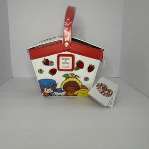Loungefly Red and White Strawberry Basket Bag